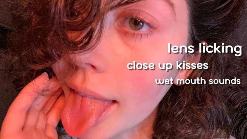 ASMR EXTREME close up lens licking while counting the licks with kisses and breaths (mouth sounds)