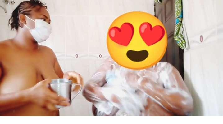 Two girls shower 