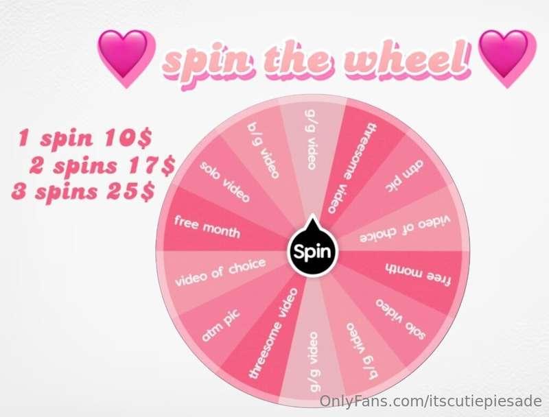 spin the wheel available now ON MY MAIN PAGE !! @cutiepiesad..
