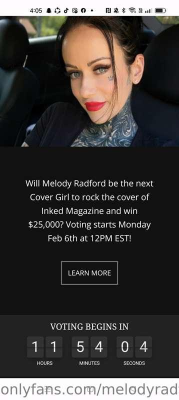 11 hours and voting begins! Please vote for me to win inked ..