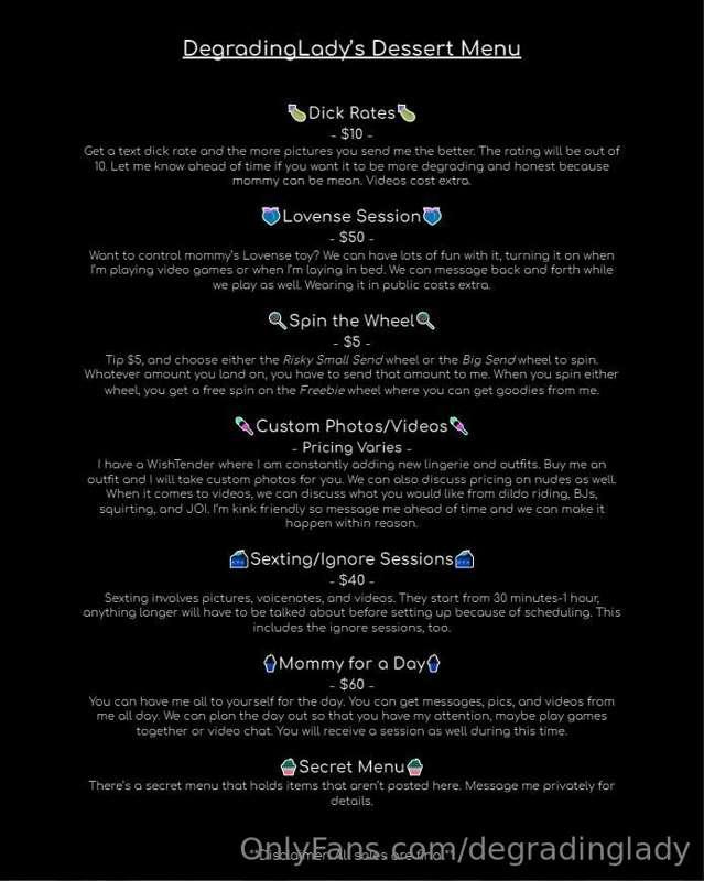 Here is my new menu! Please message me with any questions an..