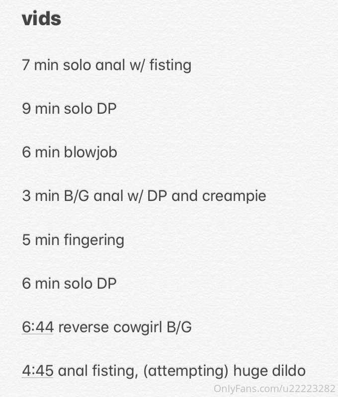 here’s an updated list of the videos i currently am selling ..