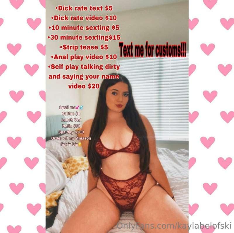 Hey baby! This is my Menu💕💦 I post everyday and Tips are ver..