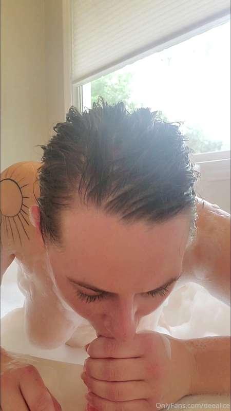 POV of me sucking your dick while we enjoy a nice bath toget..