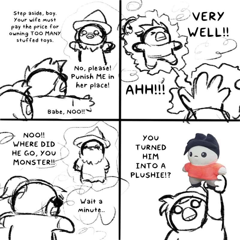 Plush announcement comic