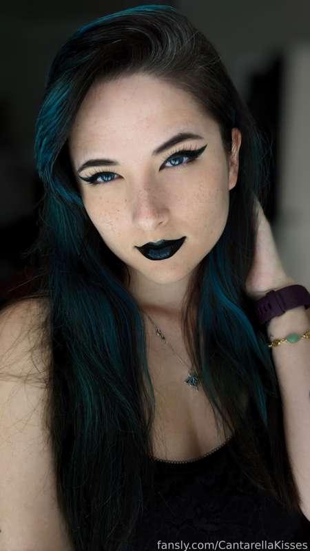 #goth #emo #alt #alternative #fyp #asian #freckles #blueeyes #bluehair #blacklips #cateye