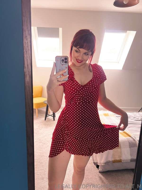 Trying to lure the sunshine out in my red summer dress today..