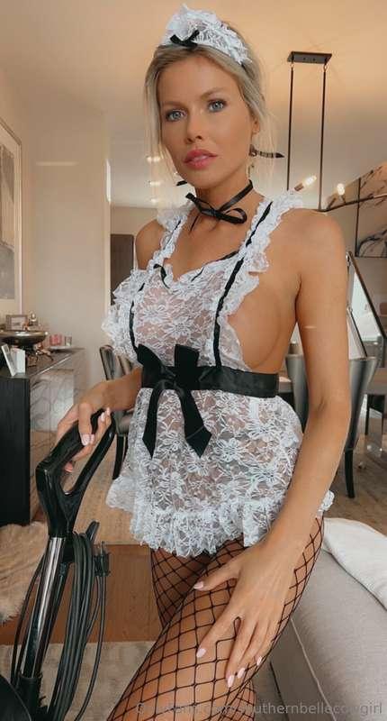 Sexy maid gets paid with a creampie!