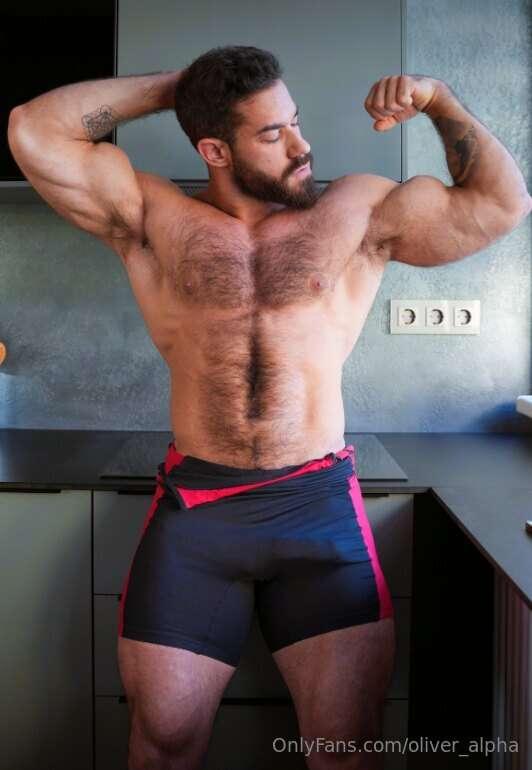 Flexing in the kitchen, boxers barely holding back this thic..