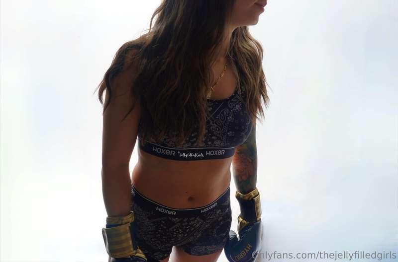What you see: Alessia suiting up getting ready for her boxin..