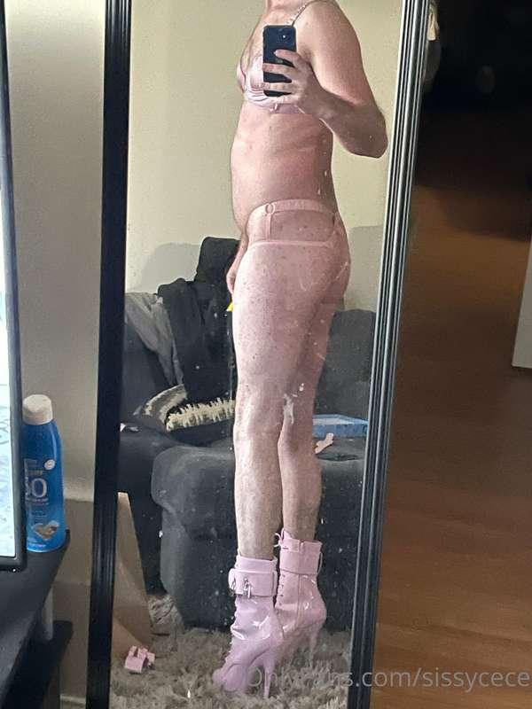 My new pink sissy lock boots made me want to dress up in all..