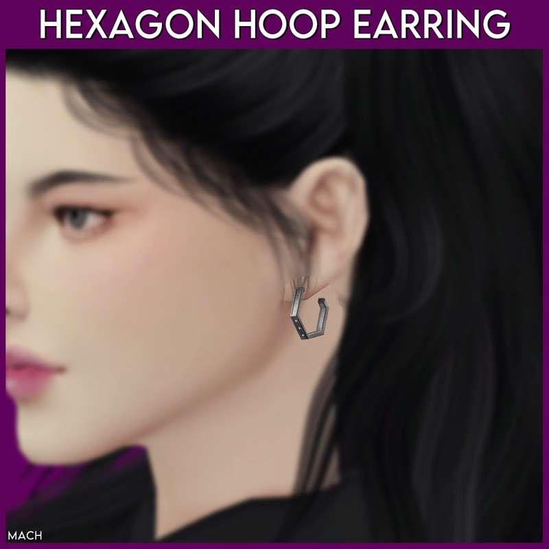 Hexagon Hoop Earring