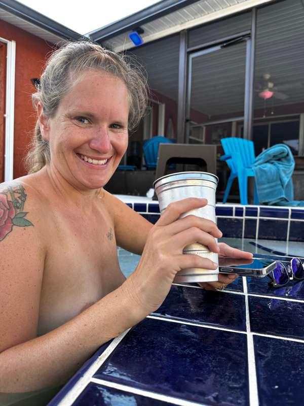 Post workout iced green coffee and a dip in the pool.

Life ..