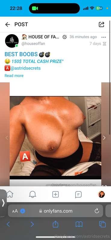  If you like my content and my amazing boobs please vote for..