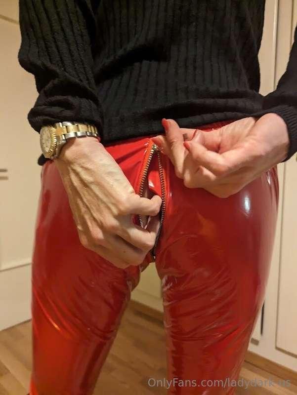 My pussy is so wet and slippery under the vinyl suit, I have..