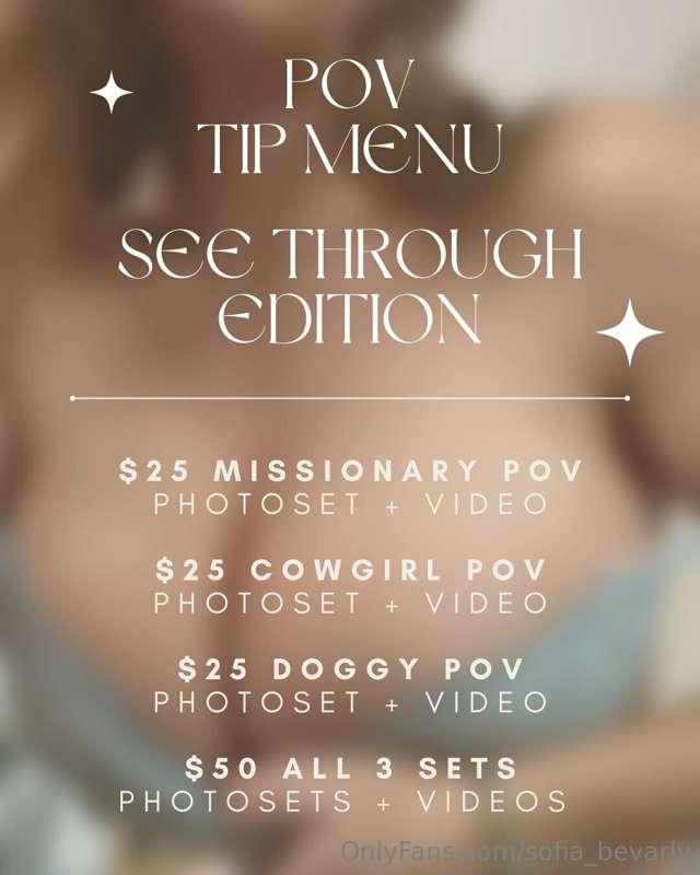 **POV TIP MENU SEE THROUGH EDITION** 📣

I'm back with your f..