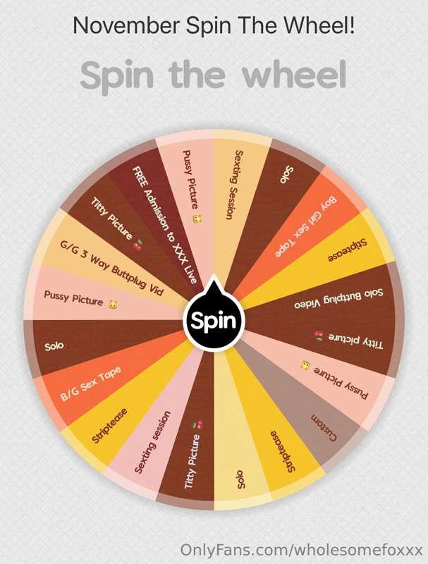 November spin the wheel is here! It’s the month for giving s..