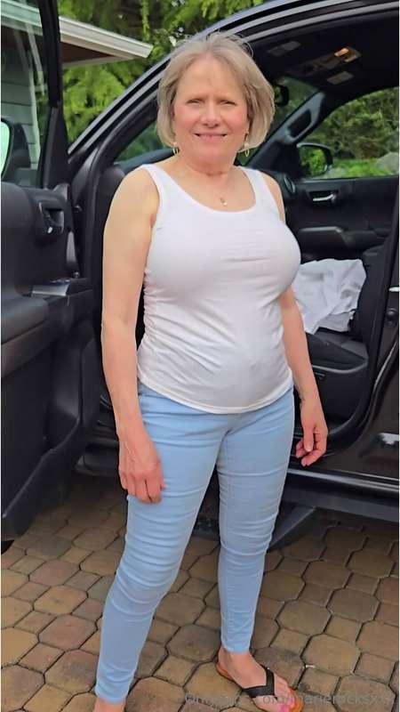 Sexy senior in a tank top