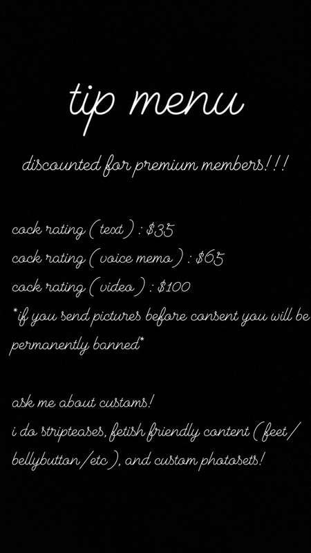 here is my tip menu for premium fans ♡ i know sometimes it’s..
