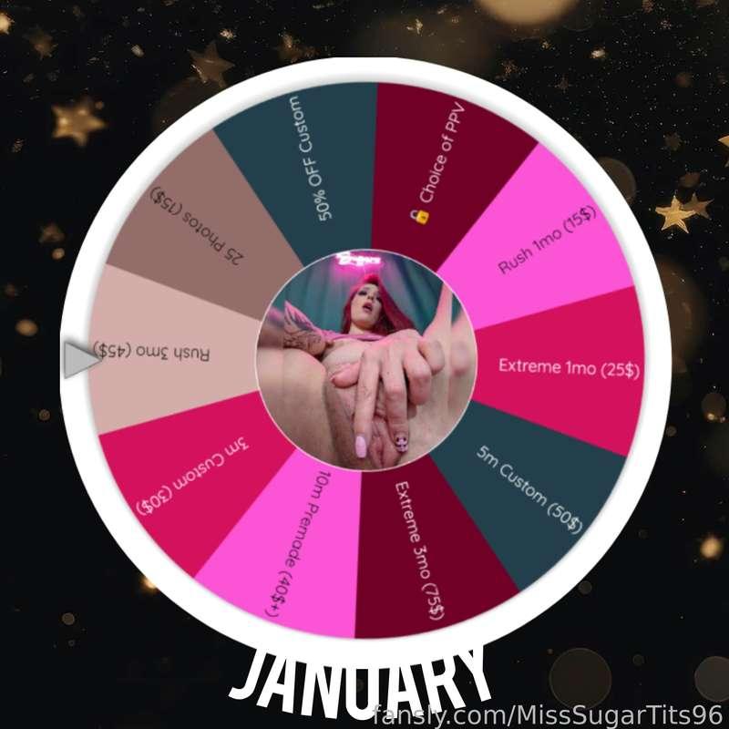 New Year means a New Wheel! And every spin is a winner 🏆 15$ prize minimum

1 Spin 15$
2 Spins 25$
3 Spins 30$

Prize List
💚 Extreme 1mo FREE (25$)
💜 Sugar Rush 1mo FREE (15$)
🩷 Unlock your choice of PPV (Solo only)
🤎 50% OFF Custom (fetishes not included)
🩶 25 Custom Photos (15$)
💚 Sugar Rush 3mo FREE (45$)
💜 3m Custom (30$) fetishes not included*
🩷 10m Premade (40$+) 
🤎 Extreme 3mo FREE (75$)
🩶 5m Custom (50$) fetishes not included*

#milf #bignipples #nipples #wheelspin #spintowin #mommy #customs #freetrails #PPV #win