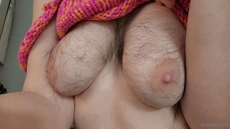 Lots of incredibly sexy hairy titty display in my new video ..