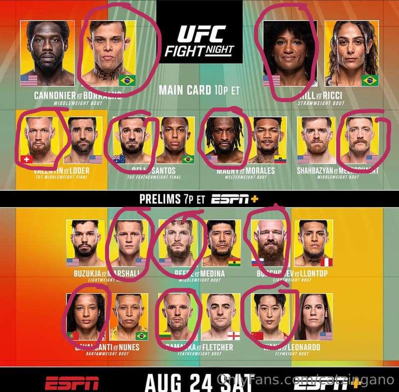 Wanna BET!?  My favorite fights tonight are Hill and Magny. ..