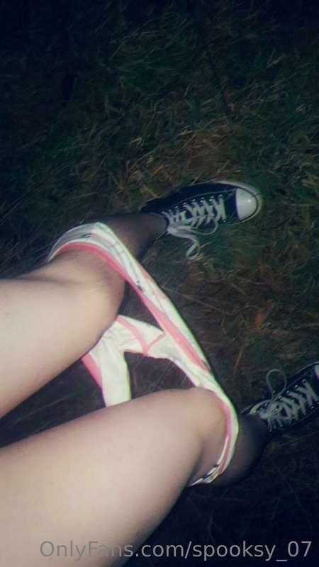 I love being outside with my panties at my ankles and my lit..