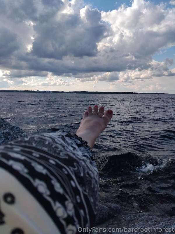 Sitting on a rock near lake 🥰
