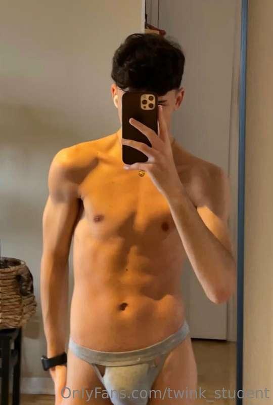 Hard to hold that huge cock in that jock😩