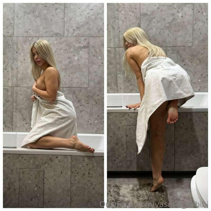 Pull off that towel. 😈😈 To fuck this slutty bitch in her wet..