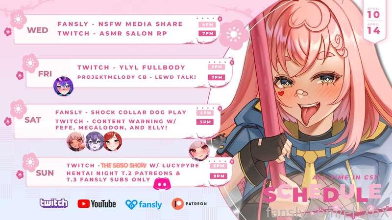 📅 SCHEDULE FOR APRIL 10TH - 14TH 📅
Being wholesome with friends!! ₍ᐢ. .ᐢ₎

⋮♡ TWITCH → twitch.tv/el_xox
⋮♡ YOUTUBE → youtube.com/elXoX
⋮♡ 18+ AUDIOS→ patreon.com/el_XoX
⋮♡ DISCORD → discord.gg/elXoX
⋮♡ LINKS → elxox.carrd.co
#hentai #vtuber