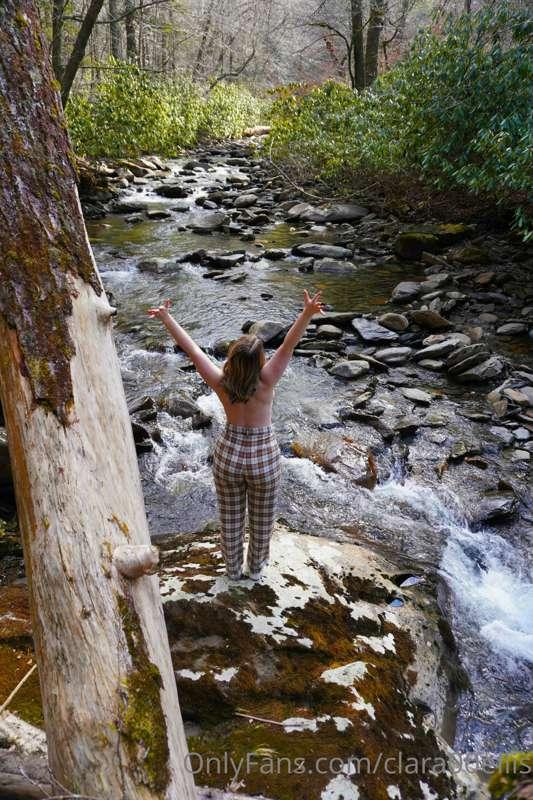 Here are some more topless pics I took in the woods 😁