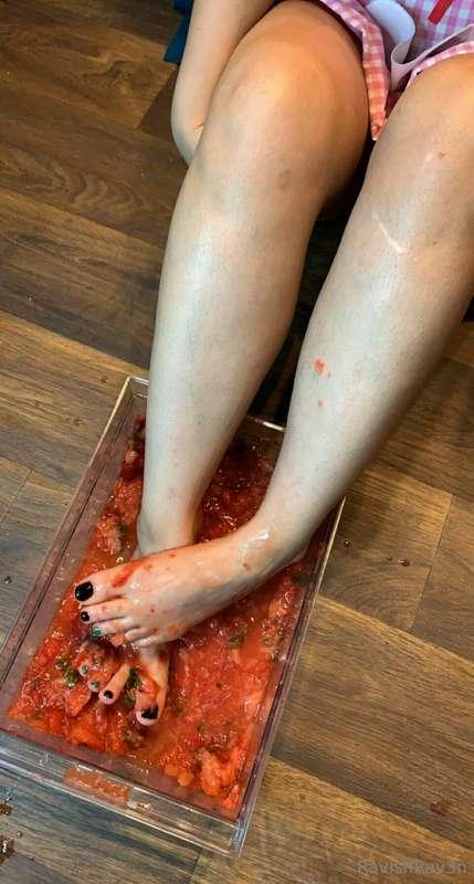 Foooooot squish! ASMR sounds with strawberries. What other f..
