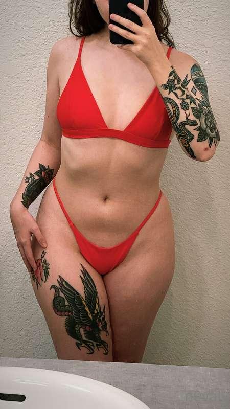 been rockinnnn the red bikini this week… sorry i had no serv..