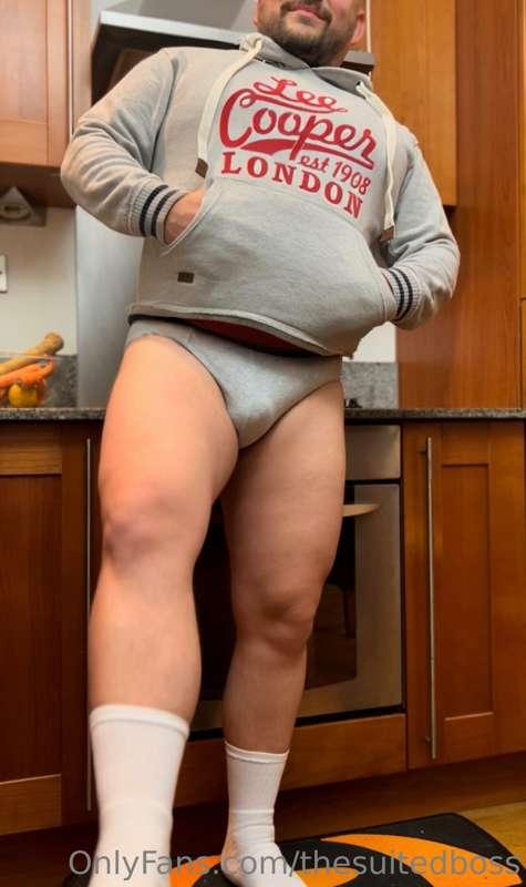 Weekend vibes… socked, briefed and hooded