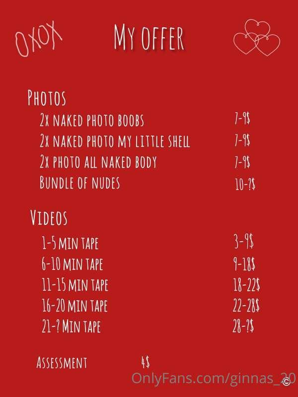 Here is my price list of offers 🔥😈