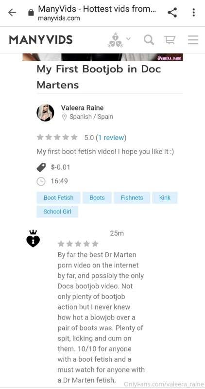Look at a review on my first boot fetish video.. I have the ..
