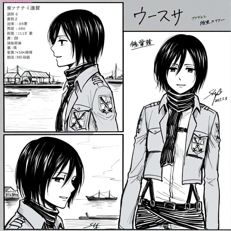 Mikasa Ackerman of Attack on Titan Manga Sexy Poses [Gen 2.5]