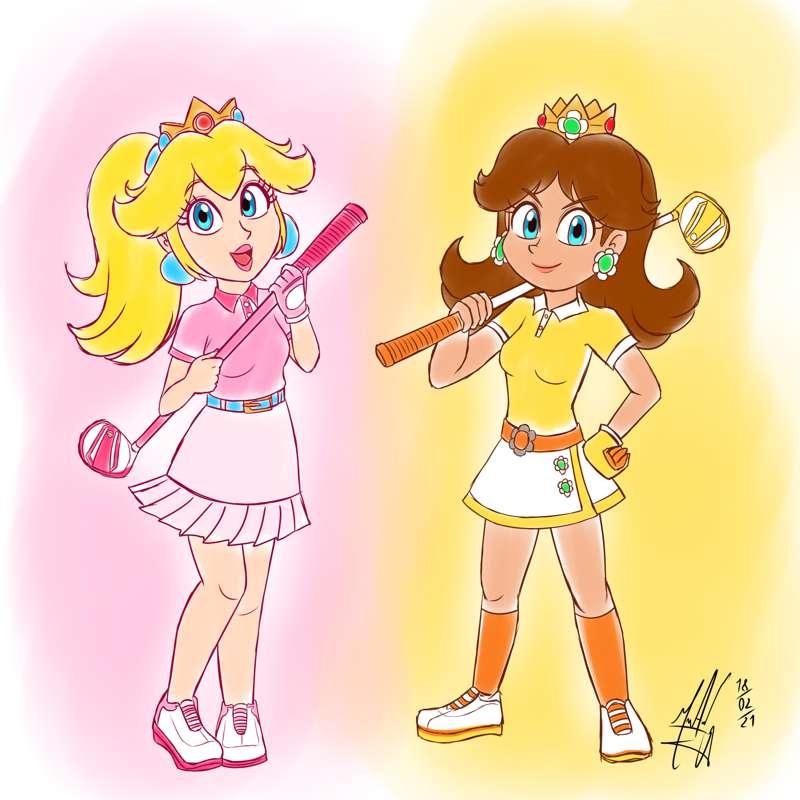 Peach and Daisy - Mario Golf Super Rush (HD + Render)