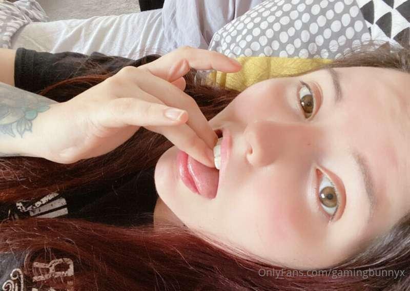 Licking cum off my fingers like a good slut should 😇
