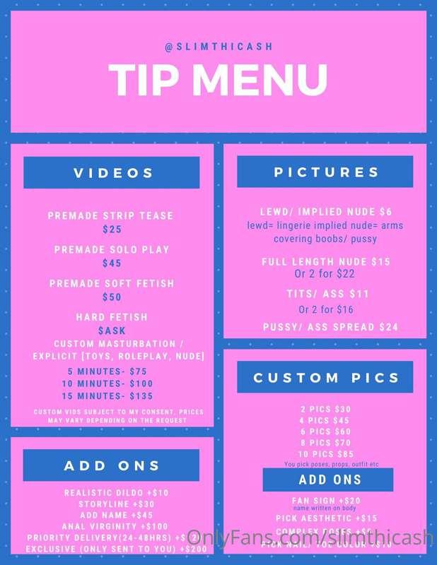 # ***tip menu*** 

I’ve included a list of content I get the..