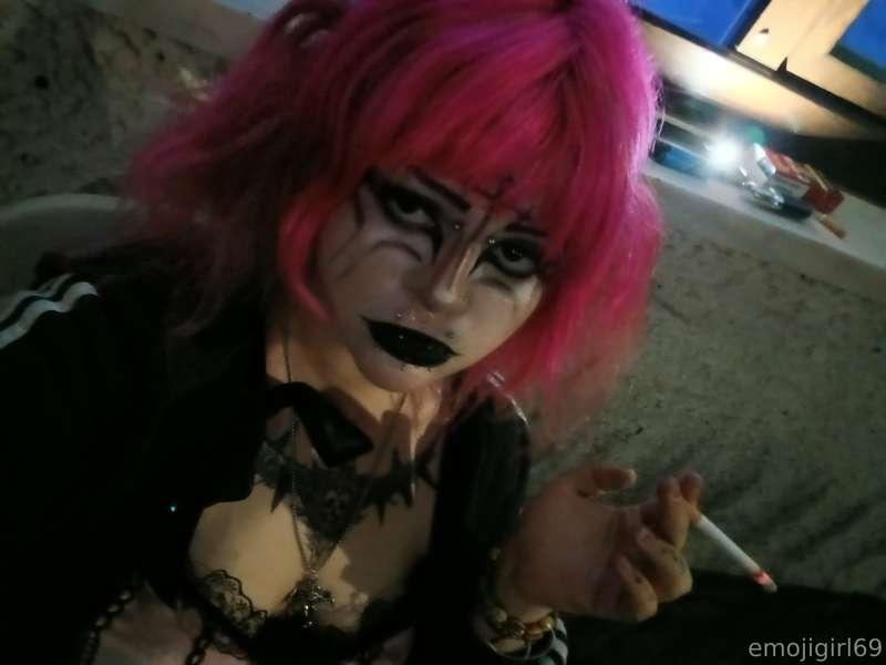 Goth girl shows you her tits, what you doing?