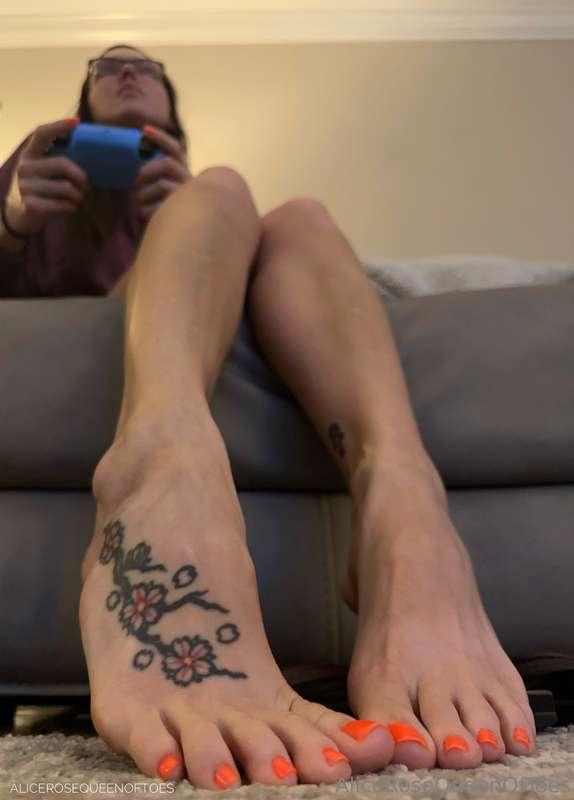 While I game, you can enjoy my toes 😉I’ve been playing throu..