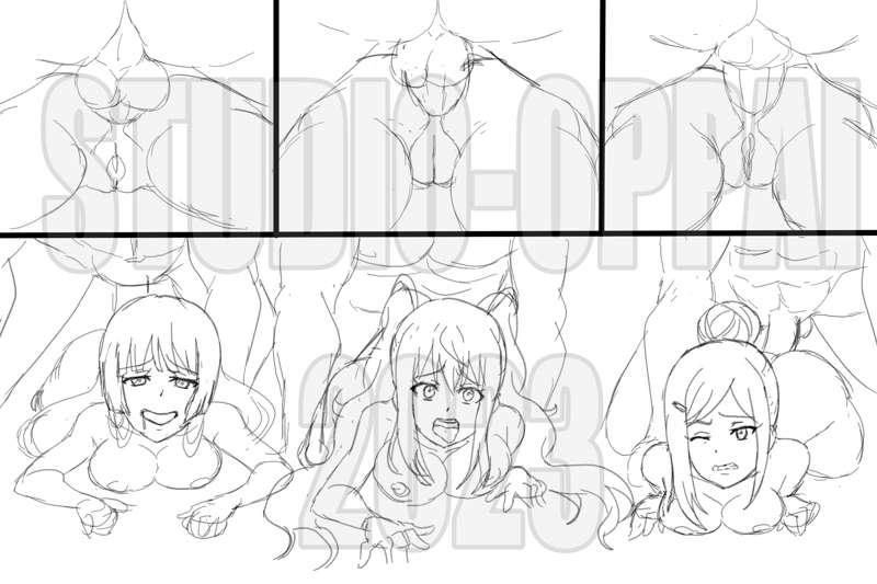 Hibiki, Akemi and Hayaka - Sketch