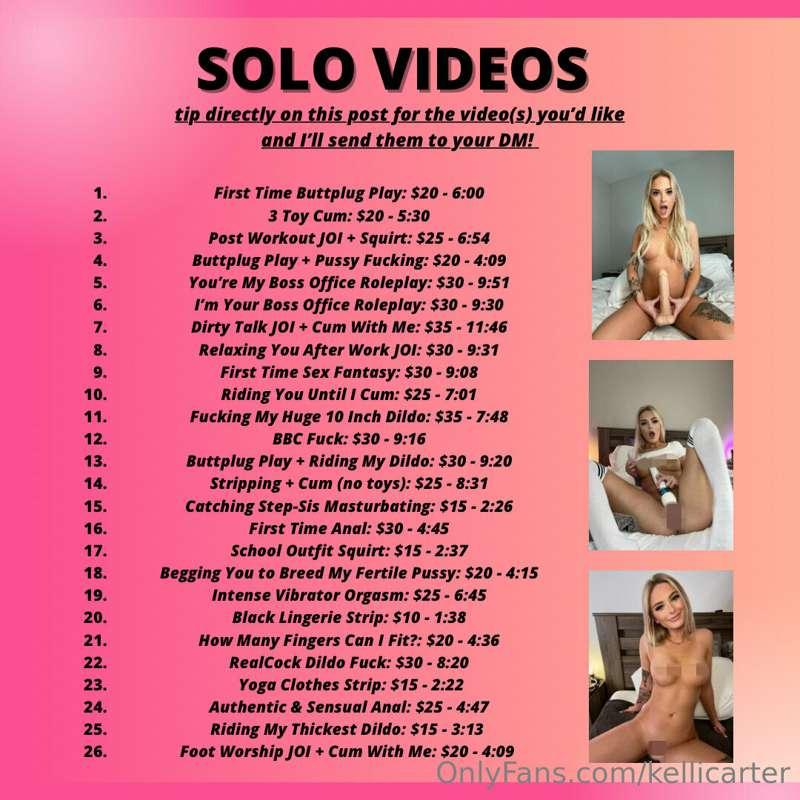 **SOLO VIDEO MENU**