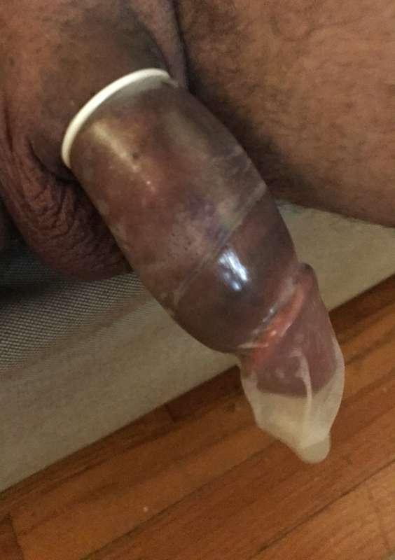 bored and horny earlier so jerked off into a condom haha...h..