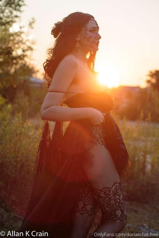 Dark water fae in the sunset