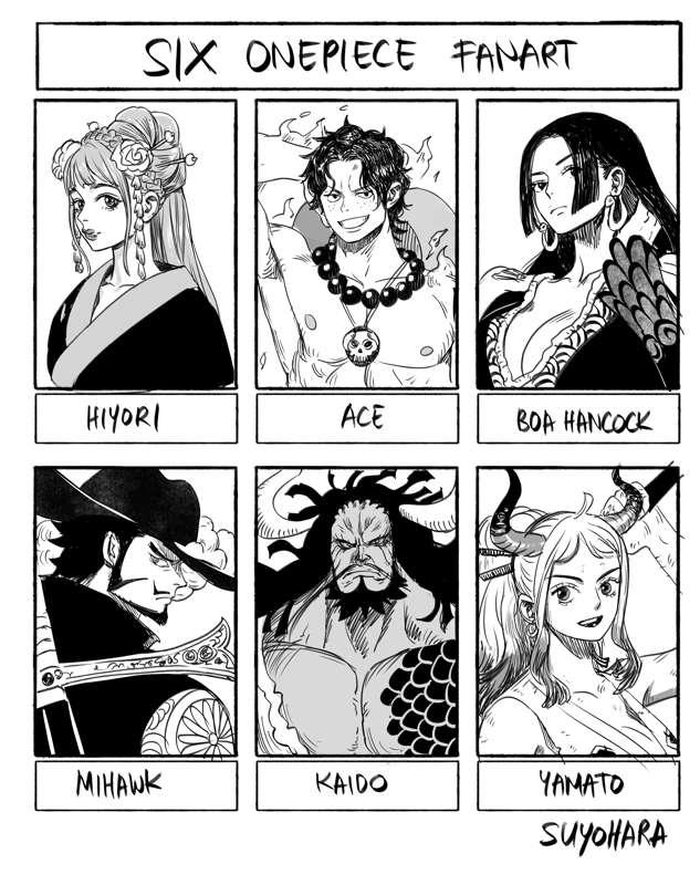 drawing six one piece characters!