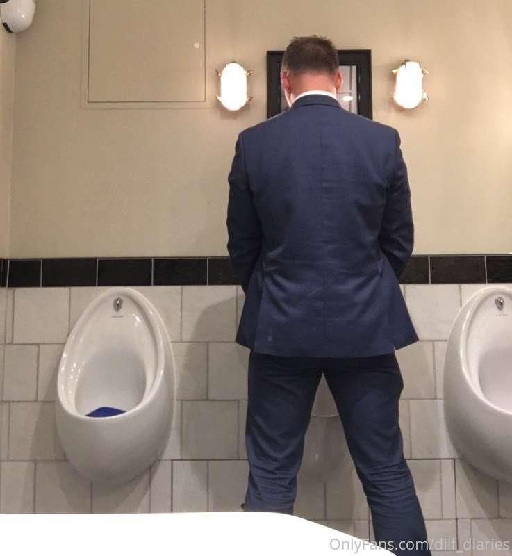 Like me suited up at the urinals?
