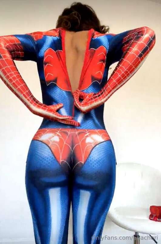 Showing off my curves in my *super tight* **Spider Girl** co..